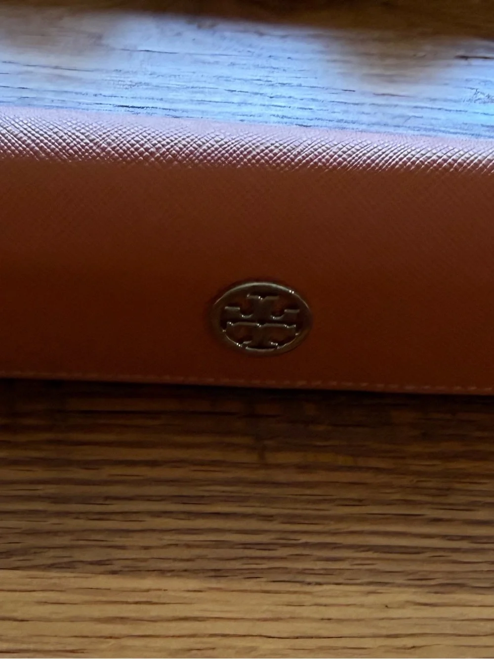 Tory Burch Brown Saffiano Logo Eyeglass Case